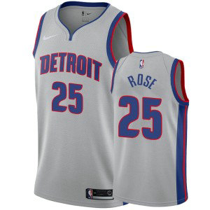 NBA Detroit Pistons 25 Derrick Rose Grey Nike Men Jersey
