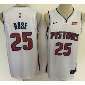 NBA Detroit Pistons 25 Derrick Rose White Nike Men Jersey
