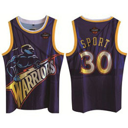 NBA Golden State Warriors 30 Stephen Curry Purple Print Basketball Men Jersey
