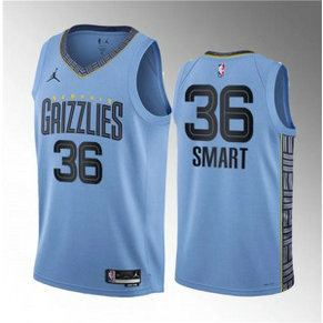 NBA Grizzlies 36 Marcus Smart Blue 2023 Draft Statement Edition Jordan Men Jersey