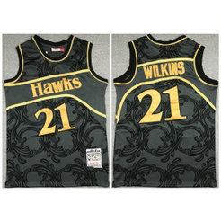 NBA Hawks 21 Dominique Wilkins Black Throwback Men Jersey