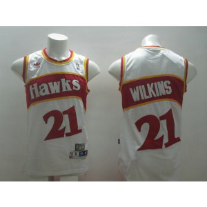 NBA Hawks 21 Dominique Wilkins White Men Jersey