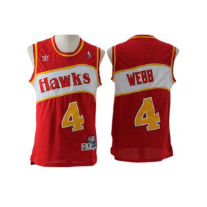 NBA Hawks 4 Spud Webb Red Hardwood Classics Men Jersey