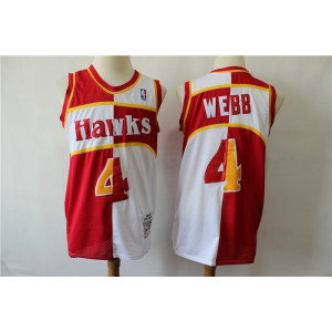 NBA Hawks 4 Spud Webb Red Whhite 1986-87 Hardwood Classics Men Jersey