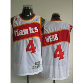 NBA Hawks 4 Spud Webb White Hardwood Classics Men Jersey