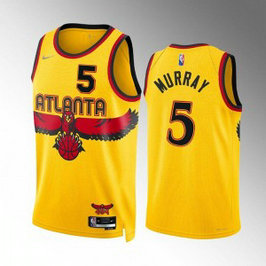 NBA Hawks 5 Dejounte Murray Yellow Men Jersey