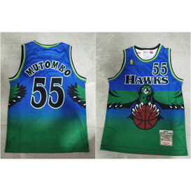 NBA Hawks 55 Dikembe Mutombo Green Throwback Men Jersey