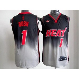 NBA Heat 1 Chris Bosh Black Grey Fadeaway Men Jersey