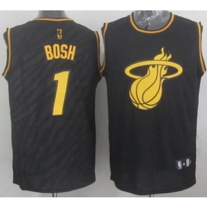 NBA Heat 1 Chris Bosh Black Precious Metals Men Jersey