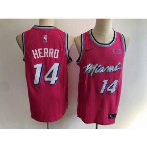 NBA Heat 14 Tyler Herro Earned Edition Pink Nike Men Jersey with logo