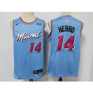 NBA Heat 14 Tyler Herro Light Blue Nike City Edition Men Jersey