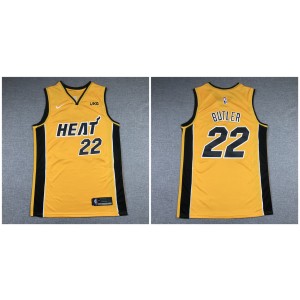 NBA Heat 22 Jimmy Butler Yellow Nike Men Jersey