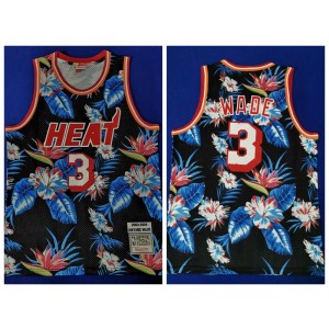 NBA Heat 3 Dwyane Wade Black Fashion Hardwood Classics Men Jersey