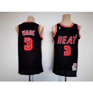 NBA Heat 3 Dwyane Wade Black Hardwood Classics Men Jersey 1