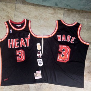 NBA Heat 3 Dwyane Wade Black Hardwood Classics Men Jersey 2