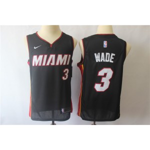 NBA Heat 3 Dwyane Wade Black Nike Men Jersey