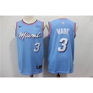 NBA Heat 3 Dwyane Wade Light Blue Nike Men Jersey