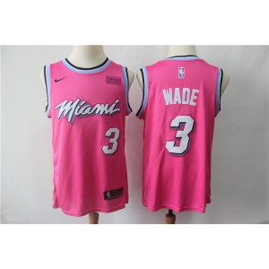 NBA Heat 3 Dwyane Wade Pink Earned Edition Nike Men Jersey