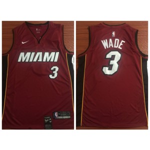 NBA Heat 3 Dwyane Wade Red Nike Men Jersey