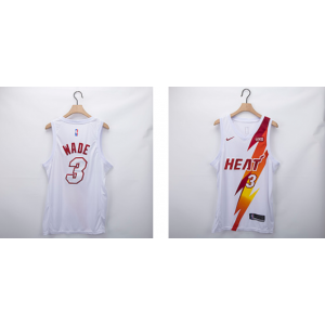 NBA Heat 3 Dwyane Wade White Fashion Men Jersey