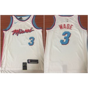 NBA Heat 3 Dwyane Wade White Nike City Edition Swingman Men Jersey