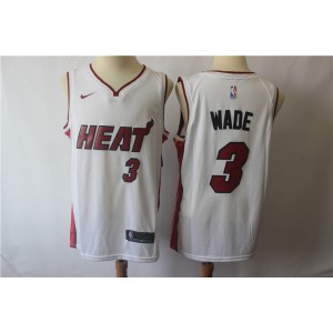 NBA Heat 3 Dwyane Wade White Nike Men Jersey