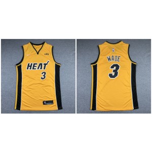 NBA Heat 3 Dwyane Wade Yellow Nike Men Jersey