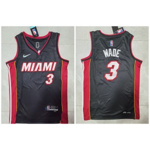 NBA Heat 3 Wade Black 75th Anniversary Men Jersey