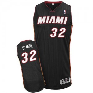 NBA Heat 32 Shaquille O'Neal Black Throwback Men Jersey