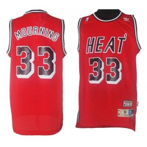 NBA Heat 33 Mourning Red Throwback Men Jersey