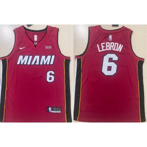 NBA Heat 6 Lebron James Red Basketball Men Jersey