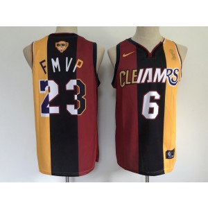 NBA Heat Cavaliers Lebron James Red Gold 2020 MVP Split Dual Number Nike Men Jersey