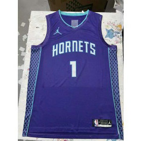 NBA Hornets 1 Ball Blue Jordan Men Jersey