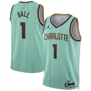 NBA Hornets 1 LaMelo Ball Mint 2024-25 City Edition Jordan Men Jersey