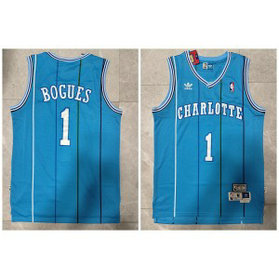 NBA Hornets 1 Muggsy Bogues Blue Throwback Men Jersey