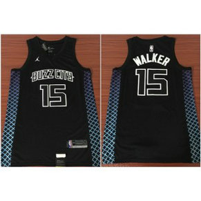 NBA Hornets 15 Kemba Walker Black City Edition Nike Swingman Men Jersey