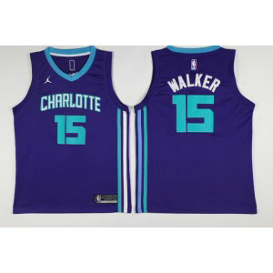 NBA Hornets 15 Kemba Walker Purple Swingman Nike Men Jersey
