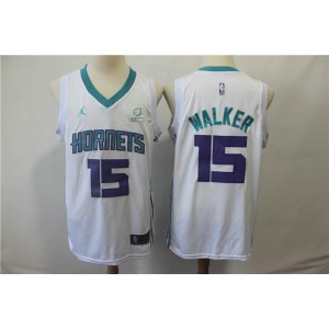 NBA Hornets 15 Kemba Walker White Jordan Brand Men Jersey