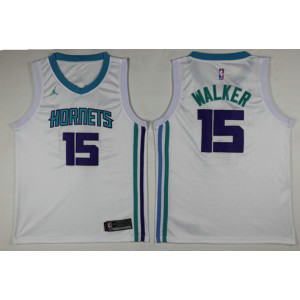 NBA Hornets 15 Kemba Walker White Swingman Nike Men Jersey