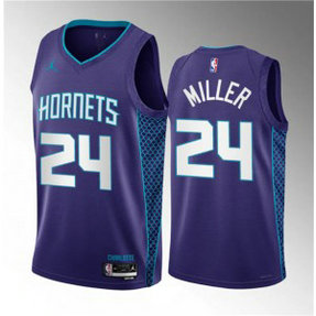 NBA Hornets 24 Brandon Miller Purple 2023 Draft Statement Edition Jordan Men Jersey