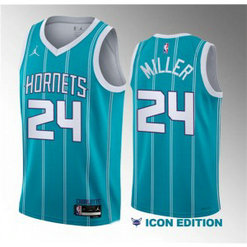 NBA Hornets 24 Brandon Miller Teal 2023 Draft Icon Edition Jordan Men Jersey