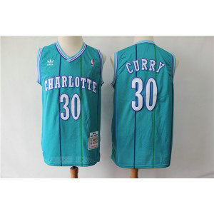 NBA Hornets 30 Dell Curry Light Blue Throwback Men Jersey
