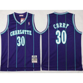 NBA Hornets 30 Dell Curry Purple Throwback Men Jersey