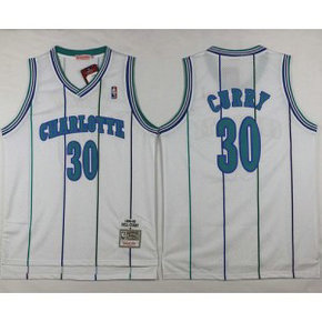 NBA Hornets 30 Dell Curry White Throwback Men Jersey