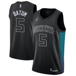 NBA Hornets 5 Nicolas Batum Jordan Brand Black City Edition Men Jersey