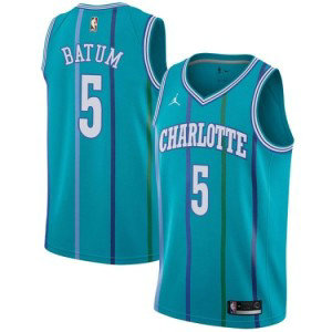 NBA Hornets 5 Nicolas Batum Jordan Brand Blue Hardwood Classics Men Jersey