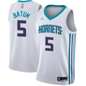 NBA Hornets 5 Nicolas Batum Jordan Brand White Men Jersey