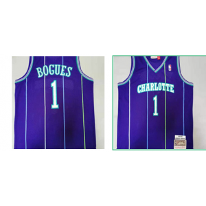 NBA Hornets Hornets 1 Muggsy Bogues Purple Men Jersey