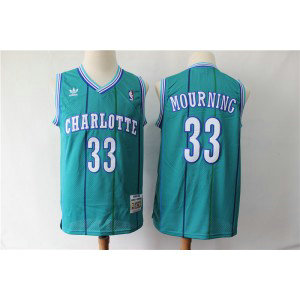 NBA Hornets Hornets 33 Alonzo Mourning Green 1992-93 Hardwood Classics Men Jersey
