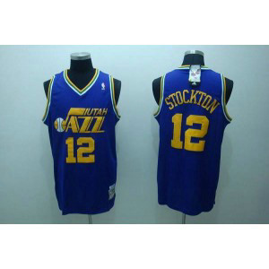 NBA Jazz 12 John Stockton Blue Throwback Men Jersey 1